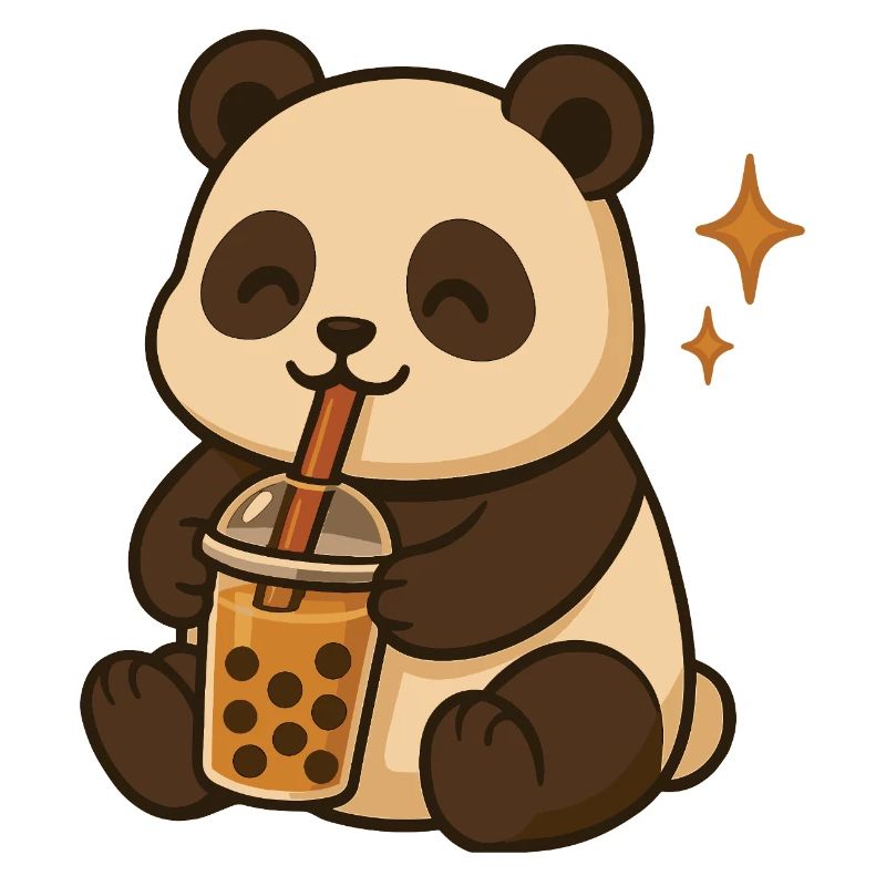 Panda with Bubble Tea kawaii Panda