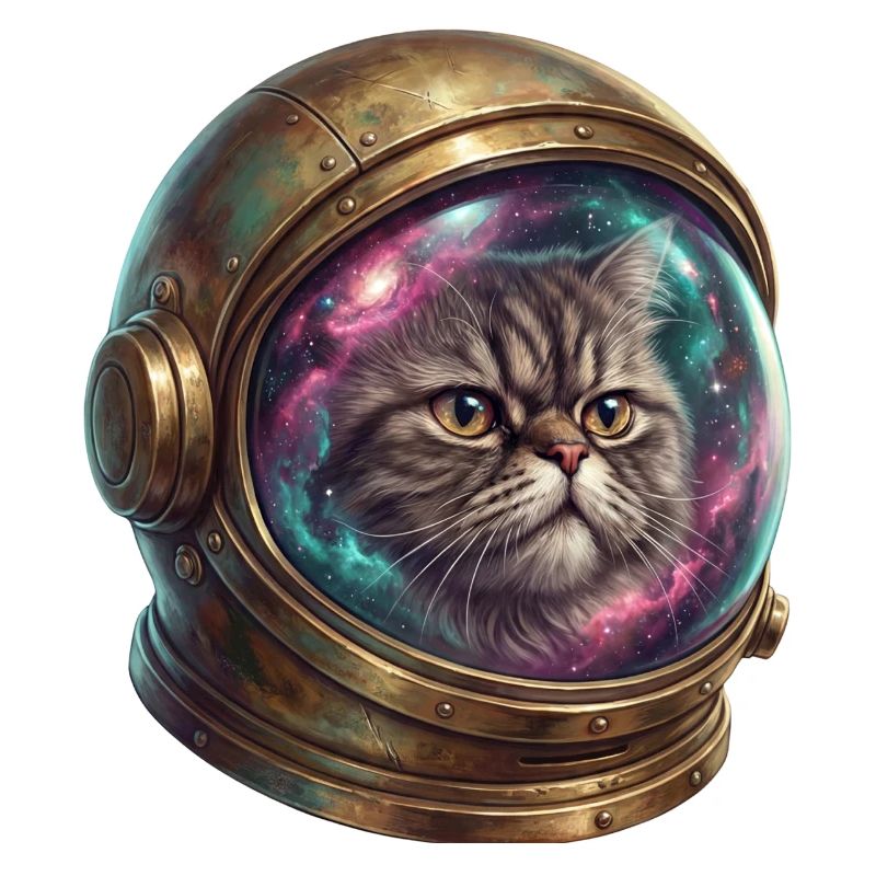 Astronaute chat dans un casque spatial