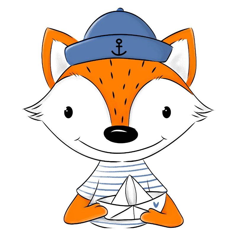 Sailor fox with paper boat