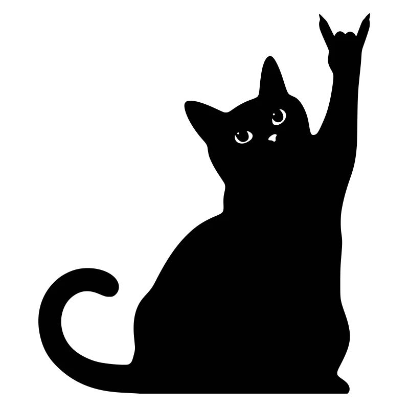 Schwarze Katze – Devil Horns Silhouette