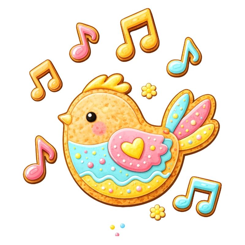 Cute Bird as Decorated Cookie Illustration