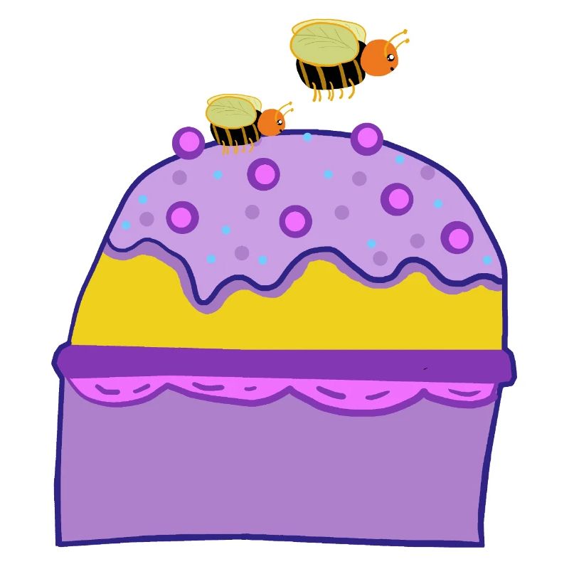 Muffin Cake Bees Insects Kids