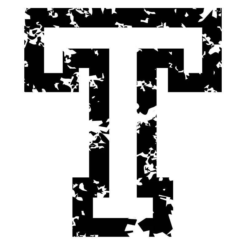 Letter T (Distressed) two-color Black/White