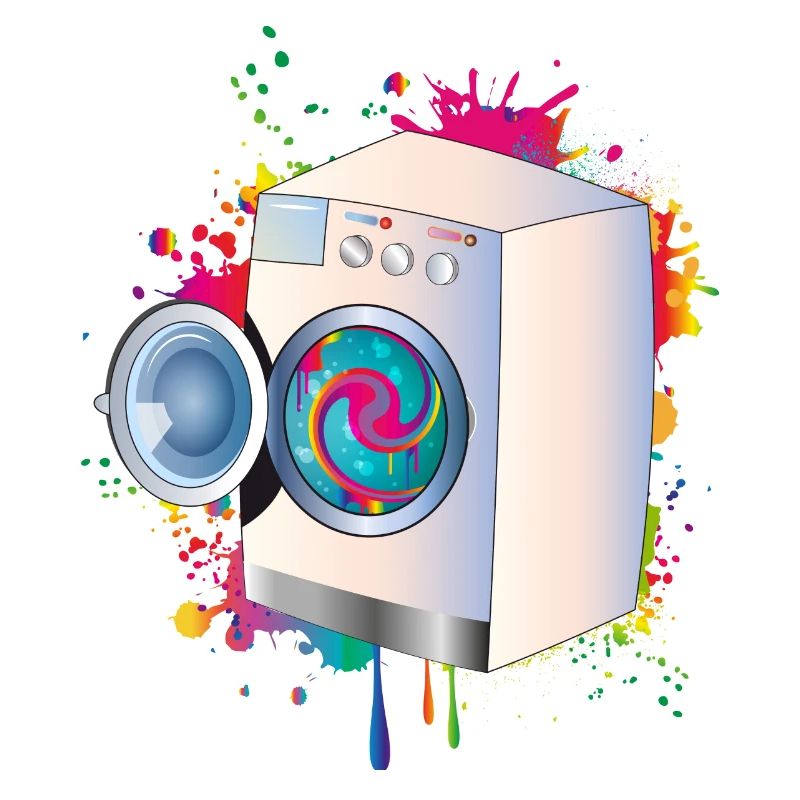 Washing machine in graffiti style with colored linen