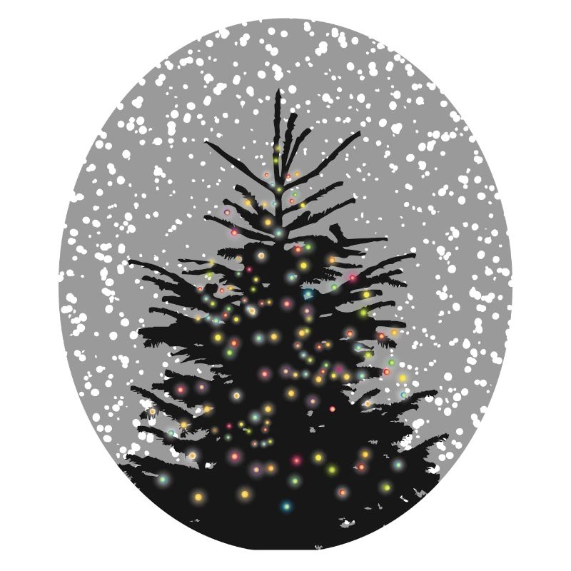 illuminated Christmas tree in the snow
