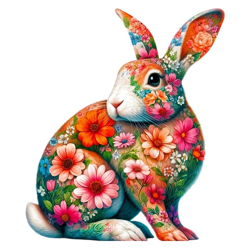 Rabbit decorated with flowers
