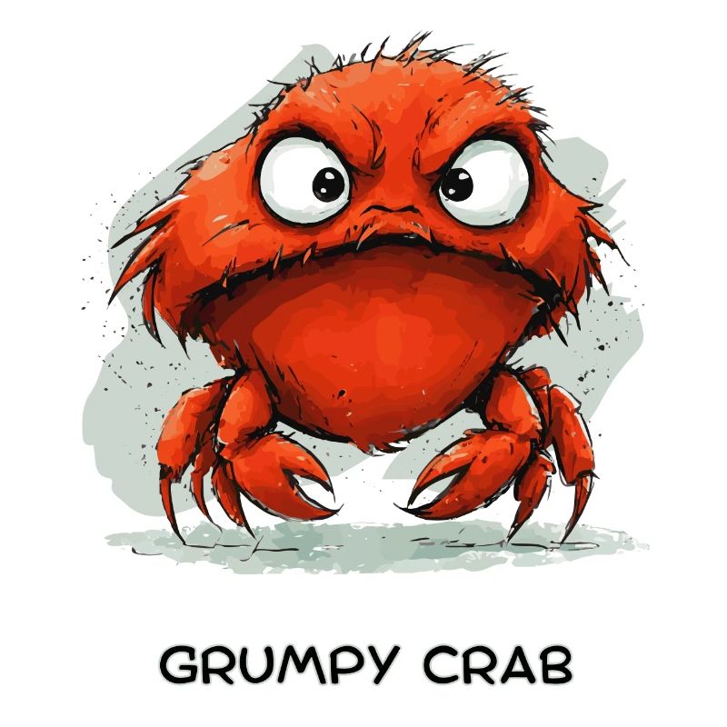 Grumpy Crab - Mürrische Cartoon Krabbe Design