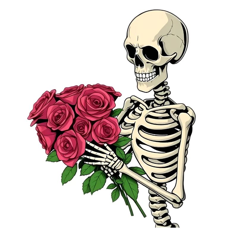 Skeleton with roses