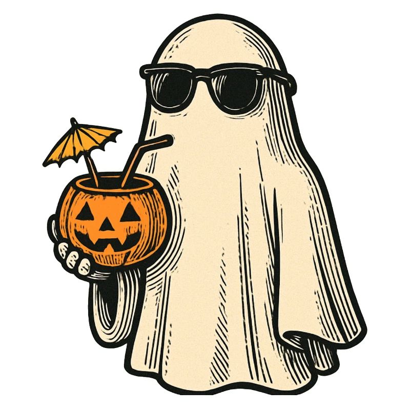 Cooles Halloweengespenst mit Cocktail