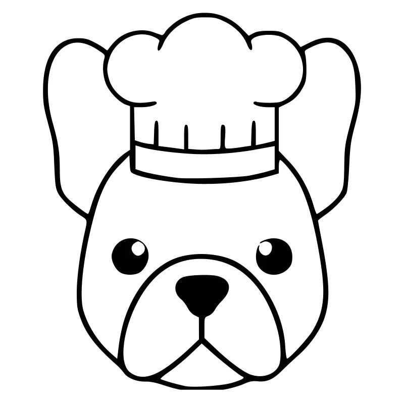Frenchie Chef's Hat Head Outline