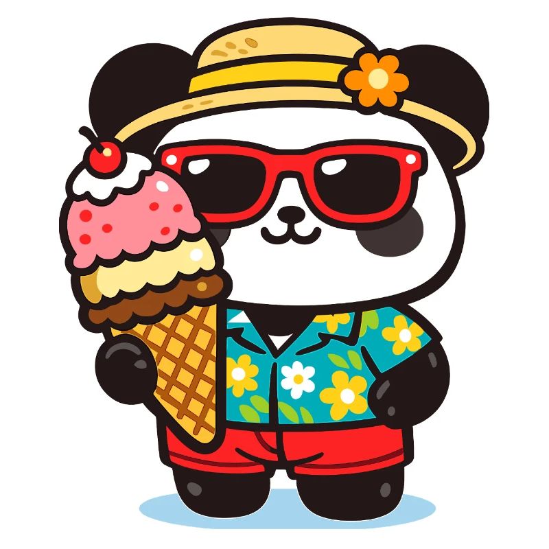 Panda Surf mit Eis