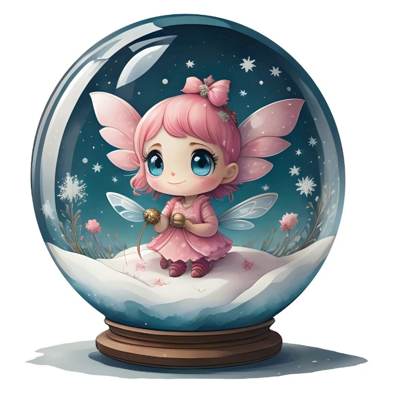 Little Christmas elf in a snow globe