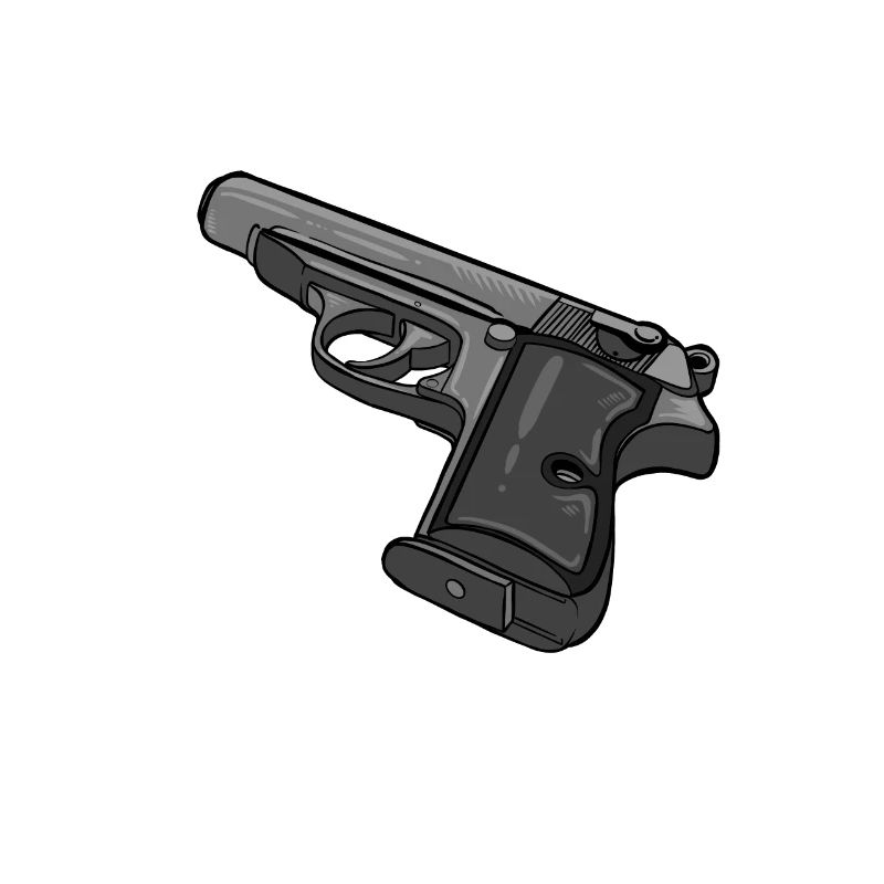 Pistol design with text motif