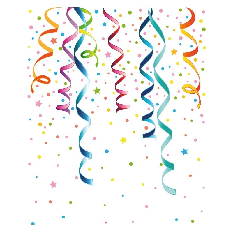 Silvester. Bunte Luftschlangen mit Konfetti.