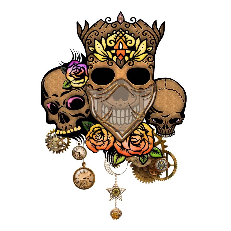 Crâne Steampunk avec des fleurs