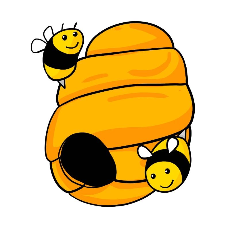 Bee nest with cute bees
