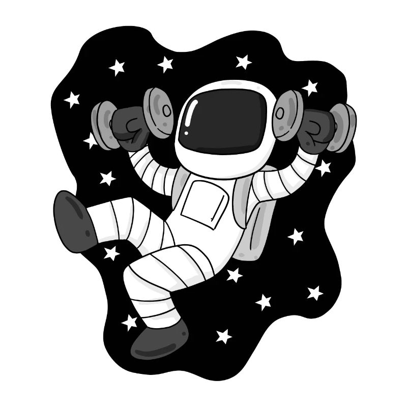Astronaute avec des haltères dans l’espace