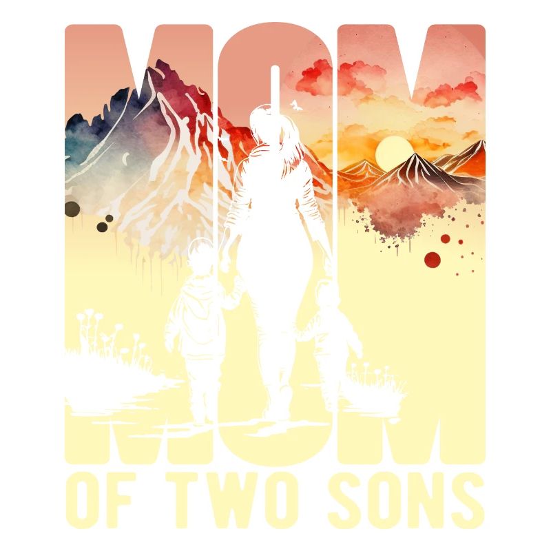 Mutter mit zwei Söhnen Muttertag Berge Mama Kind