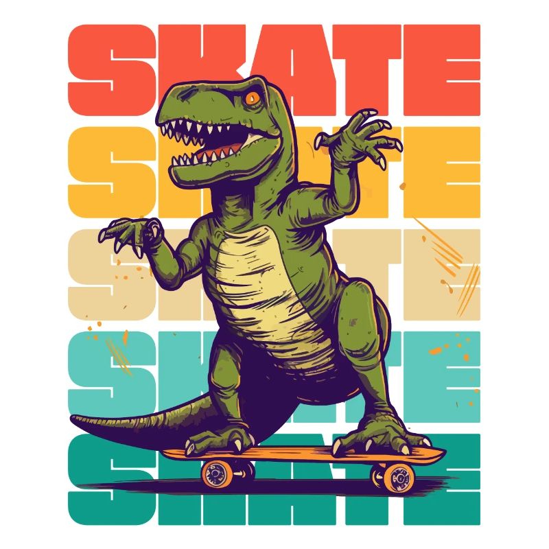 Skateboarding Cool Skateboarder T Rex Dinosaurier