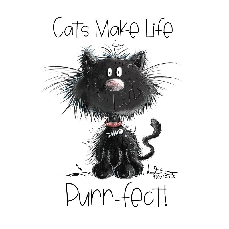 Droll black cat with cats saying