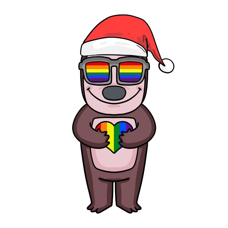 Faultier Weihnachtlich Regenbogen Farbenfroh