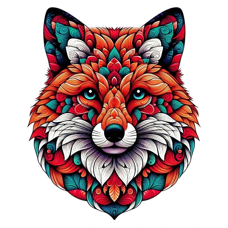 Fox decorated with Mandalas
