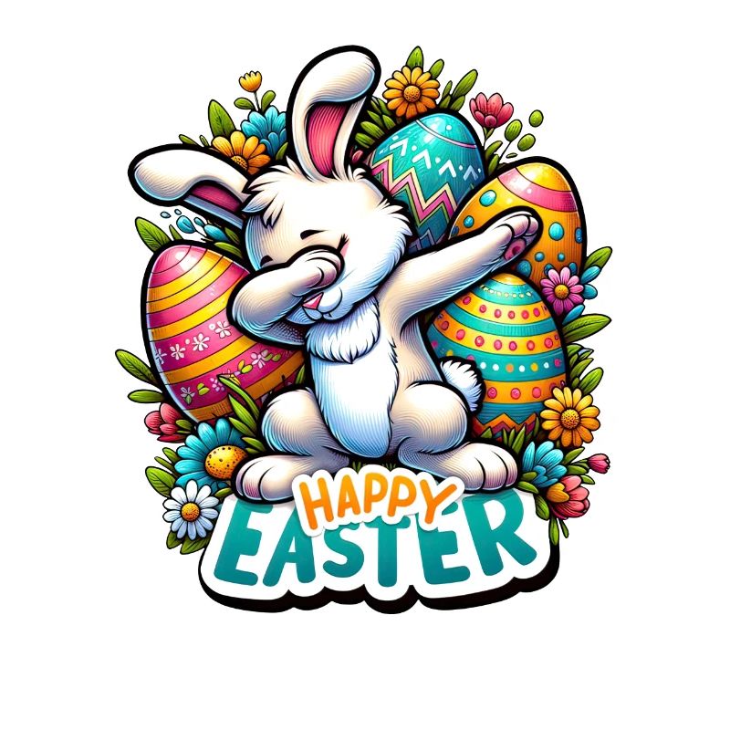 Joyeuses Pâques - Lapin de Pâques mignon avec pose de dab