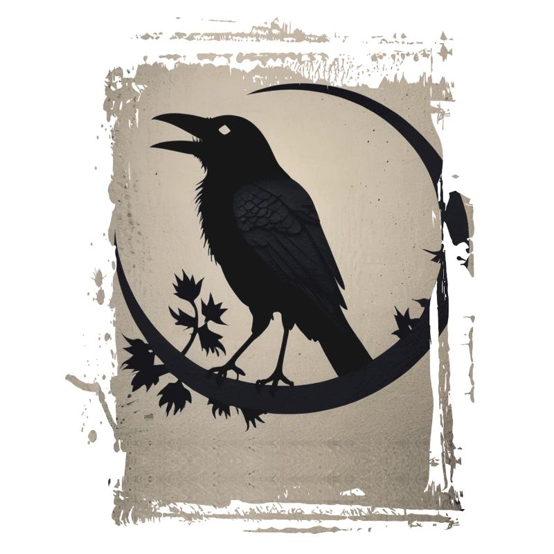 Raven sitting on branch