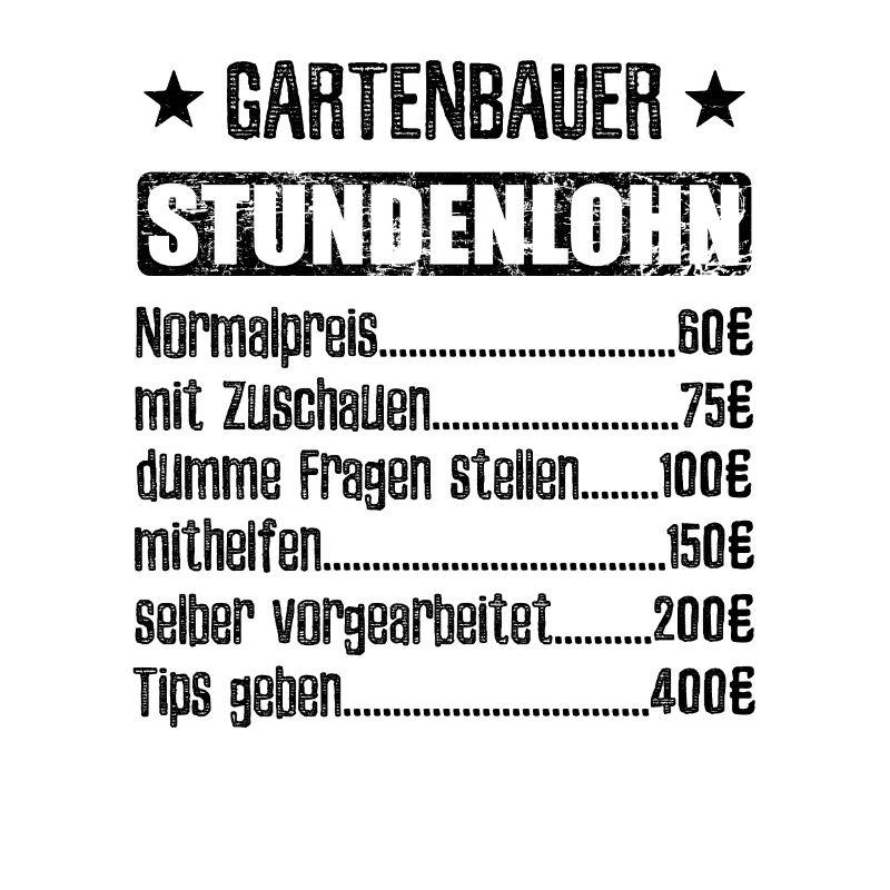 Stundenlohn Gartenbauer Beruf - Spruch
