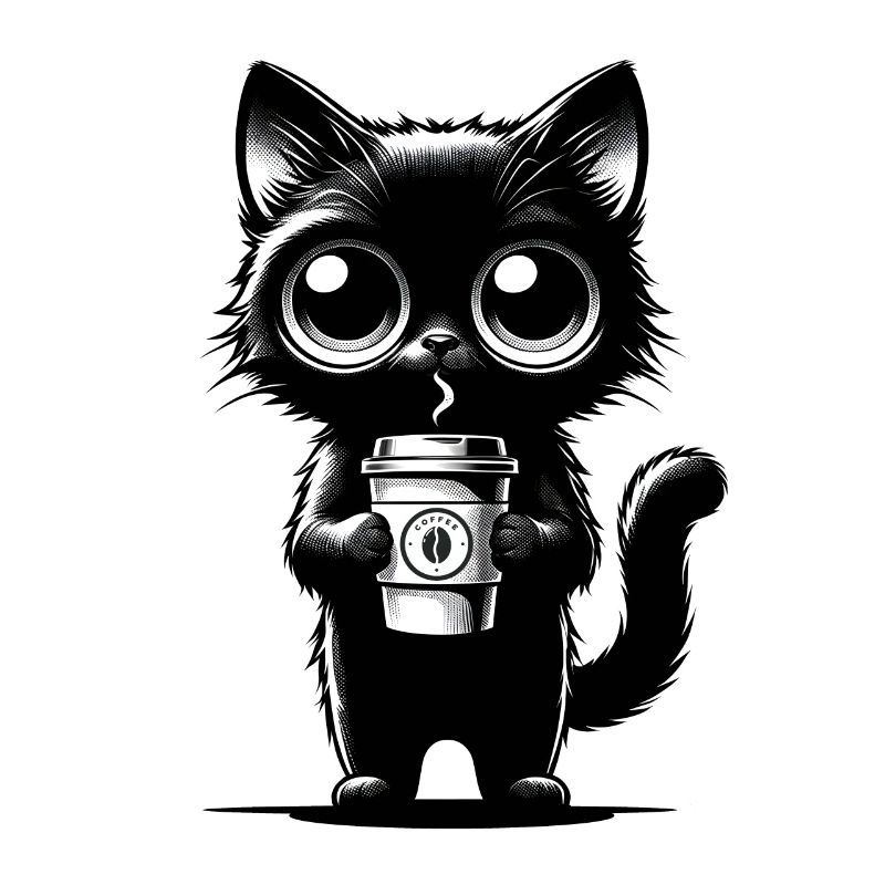 Cute Black Cat Coffee Mug – Chibi Kawaii