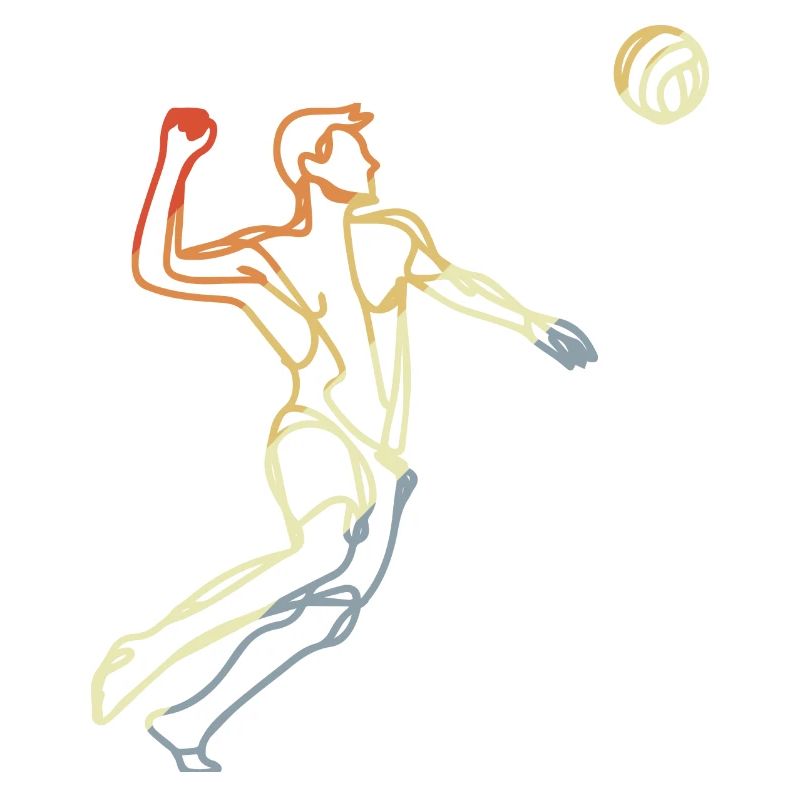 Beach Volleyball Vintage Line Art