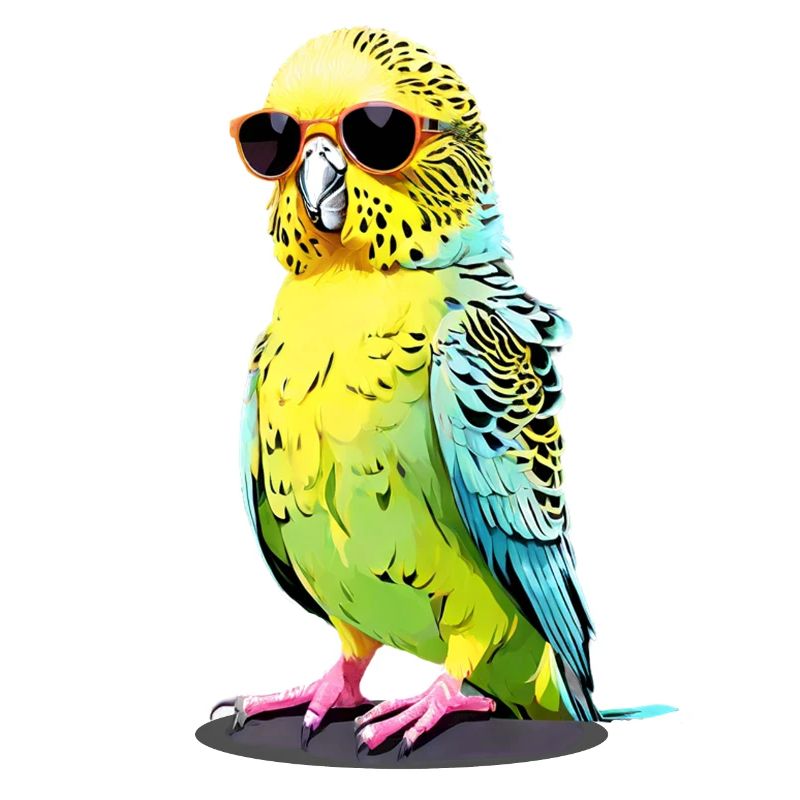 Cool budgie with sunglasses