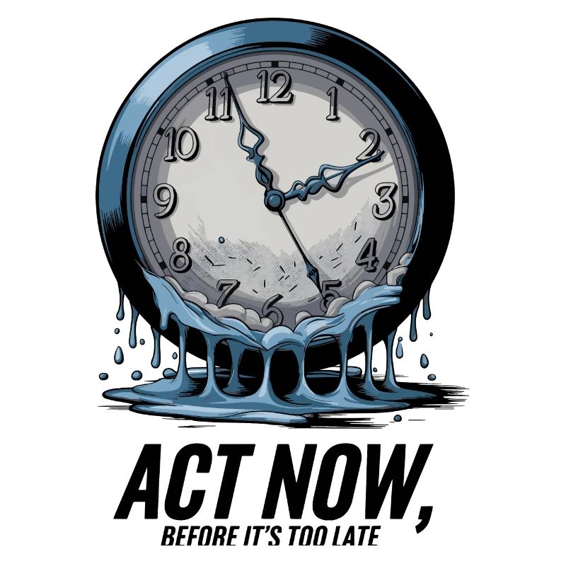 Melting Clock Act Now Climate Awareness Art