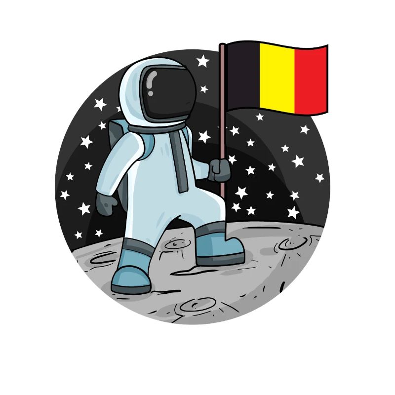 Astronaut with Belgian flag in space