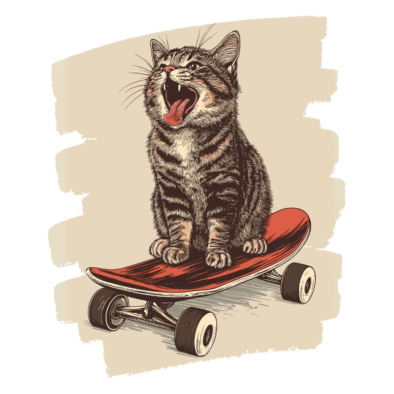 Chat de planche à roulettes