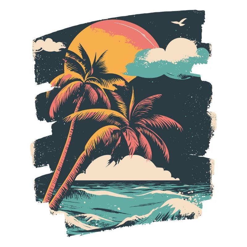 Beach Palm Trees Sunset Summer