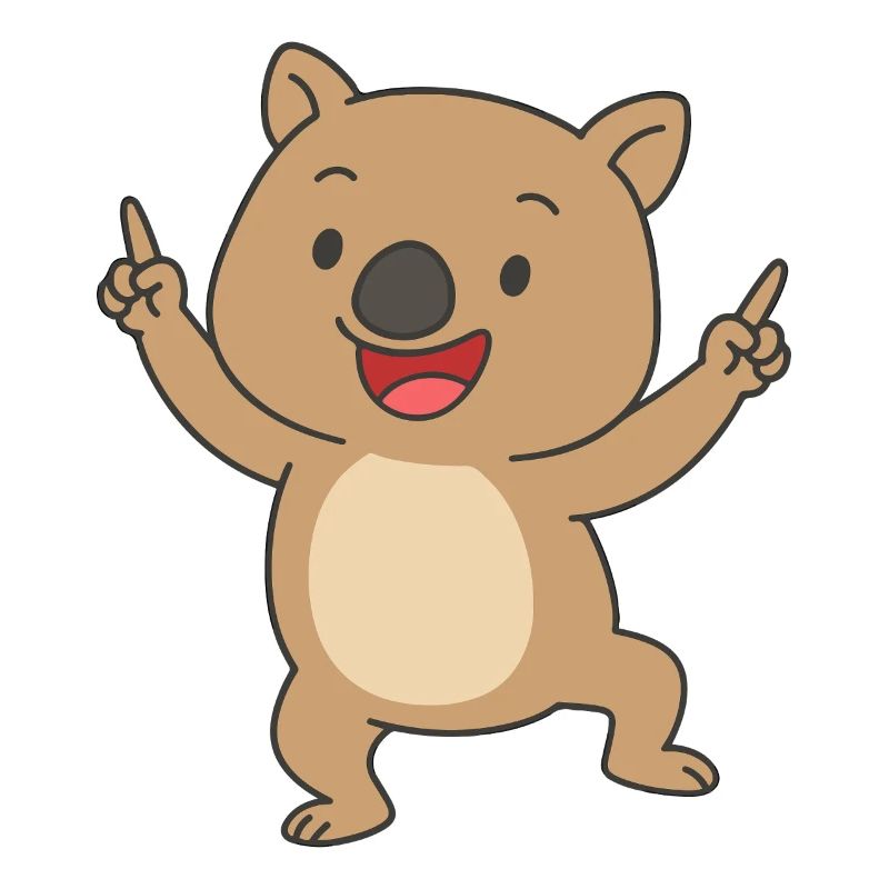 Dessin animé de bébé wombat dansant