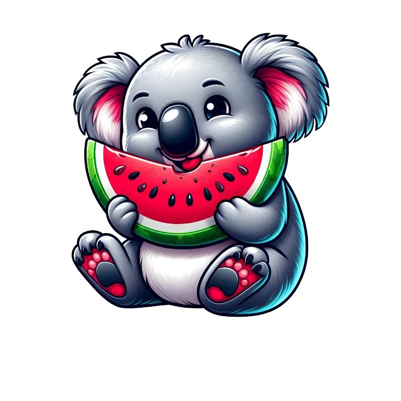 Mignon Koala avec Dessin animé d’été pastèque