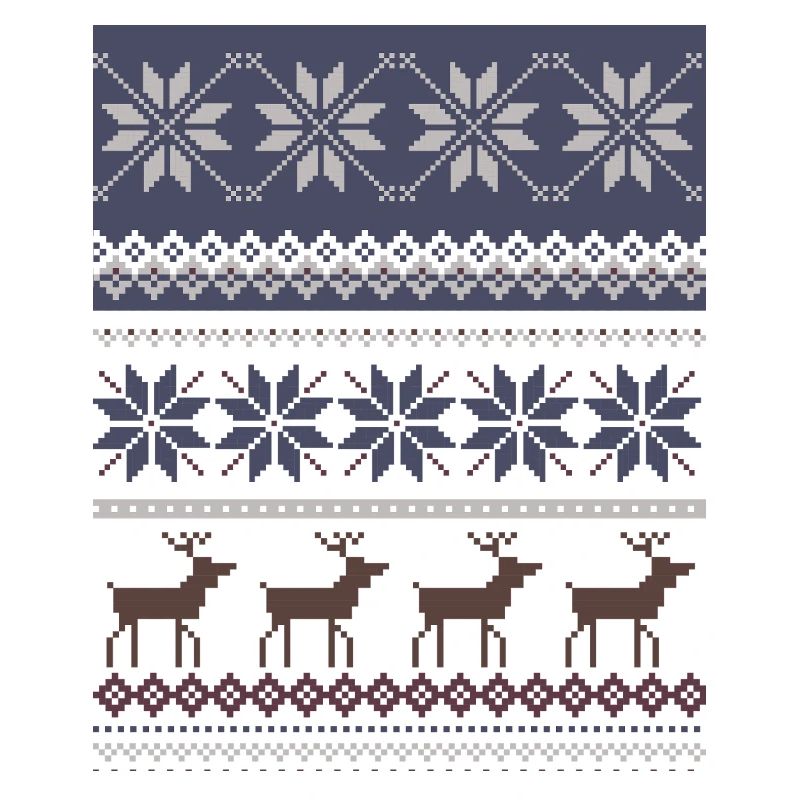 Winter Reindeer and Snowflakes Pattern