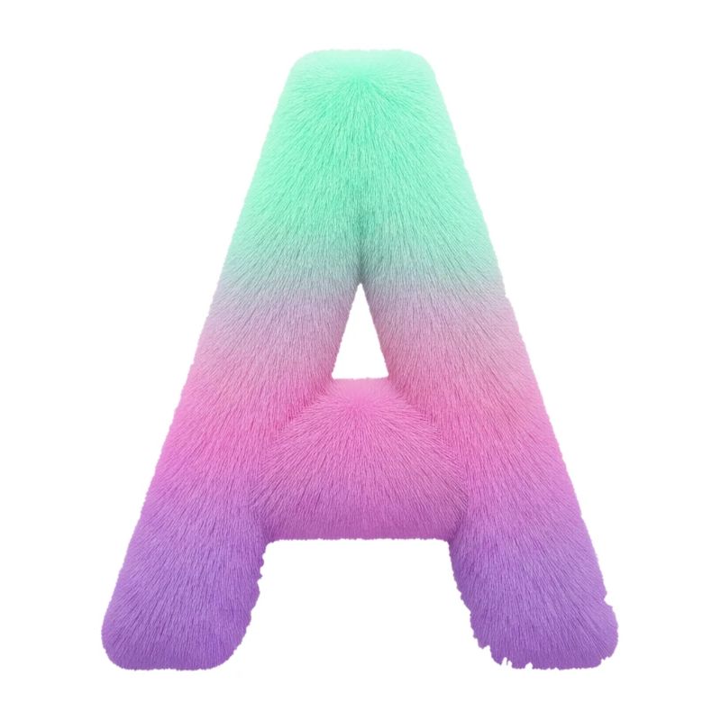 A letter with fur effect and pastel gradient