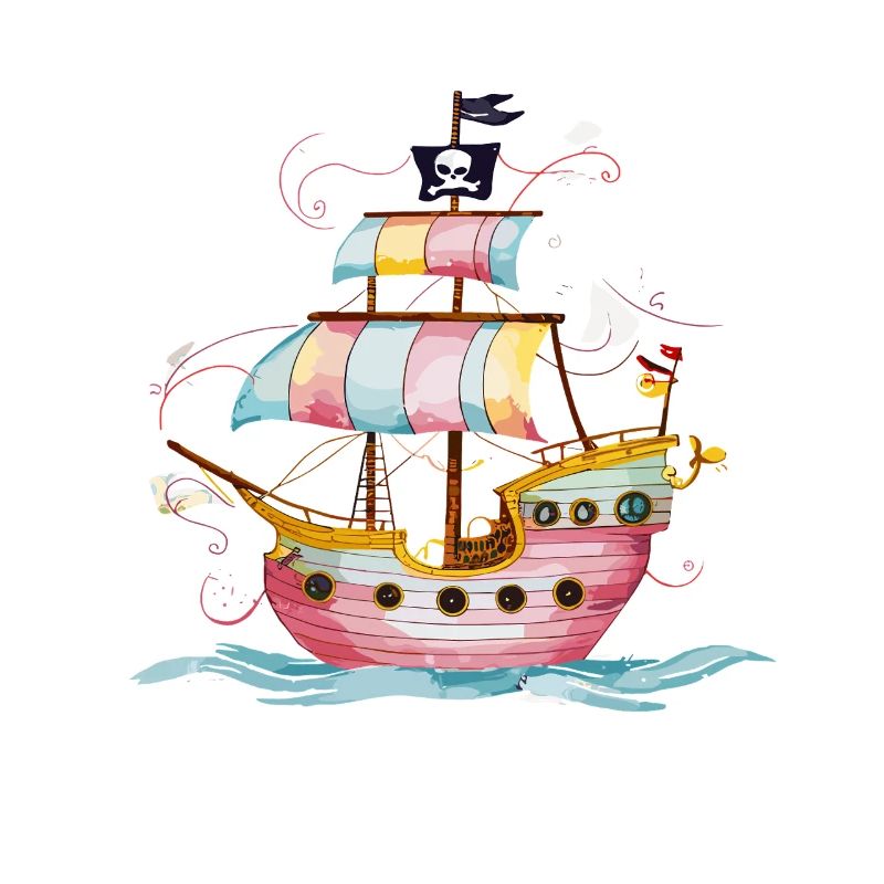 Imaginative pirate ship on the high seas with