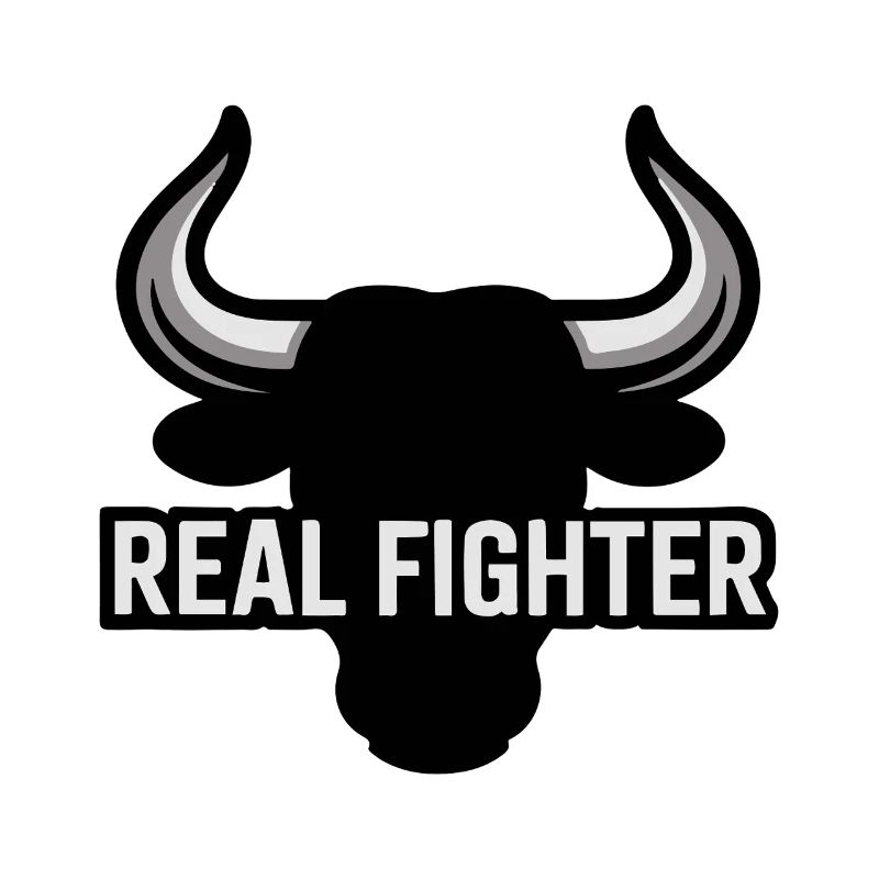 Bold Bull Skull with Real Fighter Text