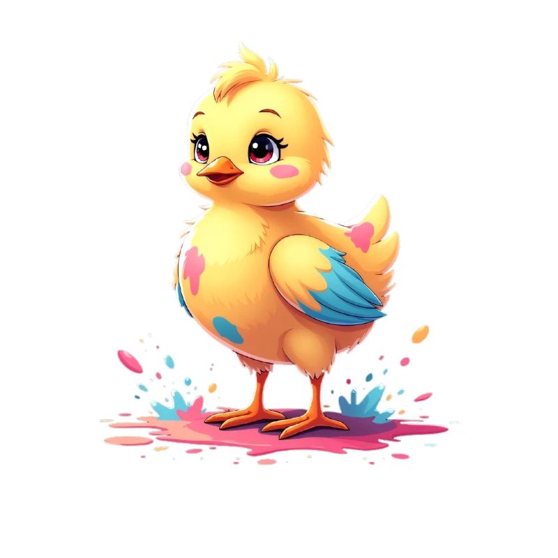 Poussin mignon avec des touches de couleur