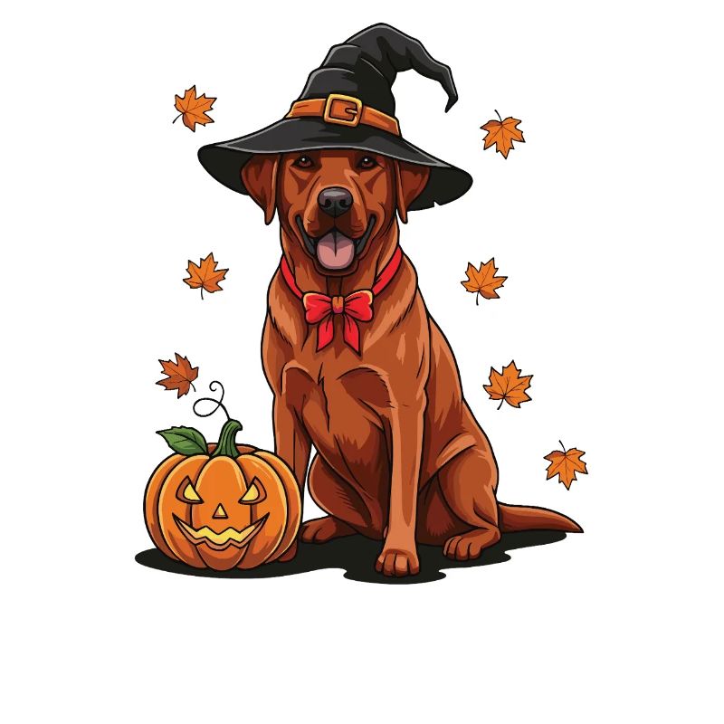 Halloween Labrador with witch hat