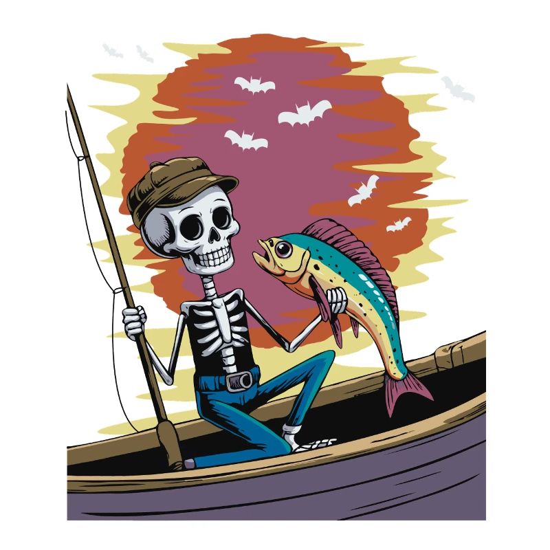 Skeleton angler at sunset dolphinfish mahi