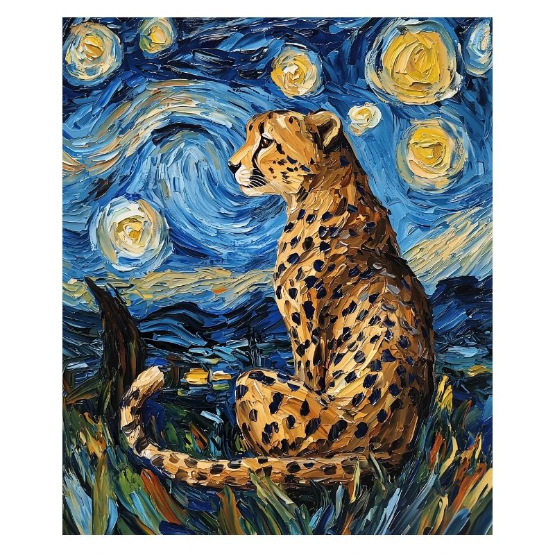 Cheetah Leopard Van Gogh Style Starry