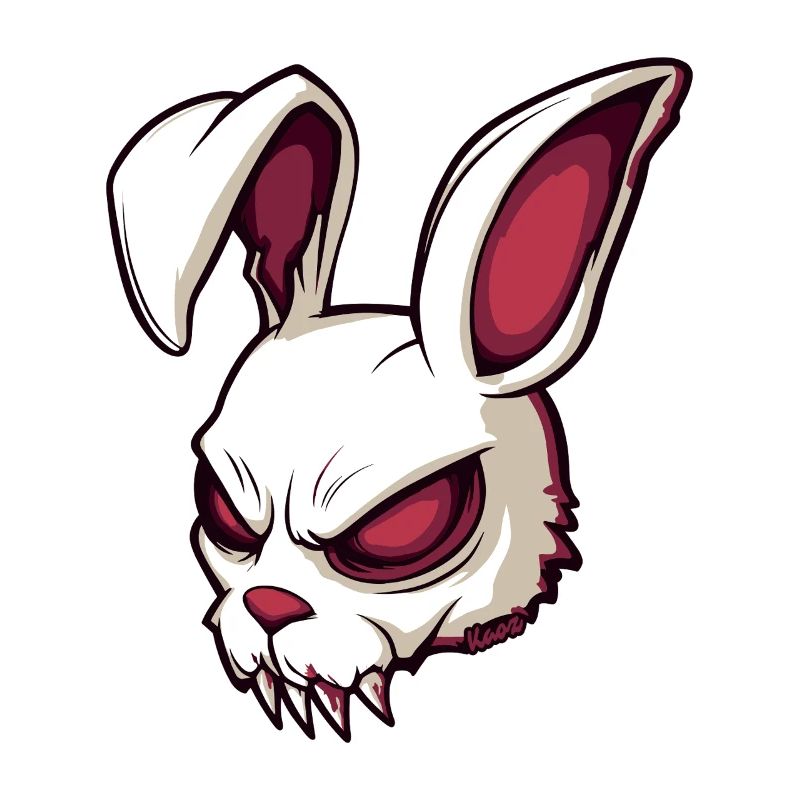 Evil Bunny Skull Illustration