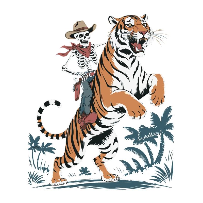 Adventurous skeleton with tiger