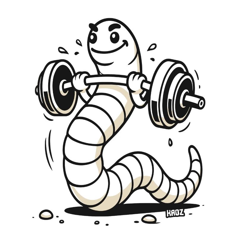 Strength Muscles and Gym Worm Lifting Weights
