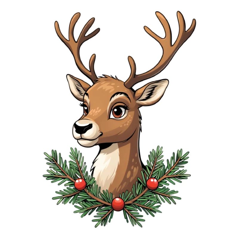 Hirschkopf mit Weihnachtskranz